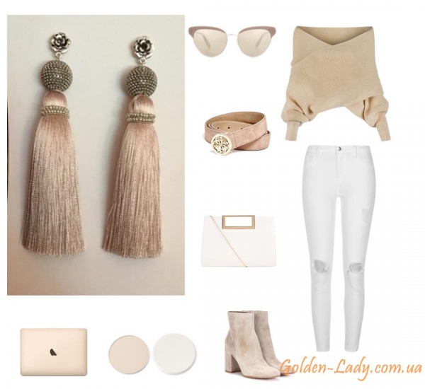 Сережки пензля кольору Латте Golden Lady 