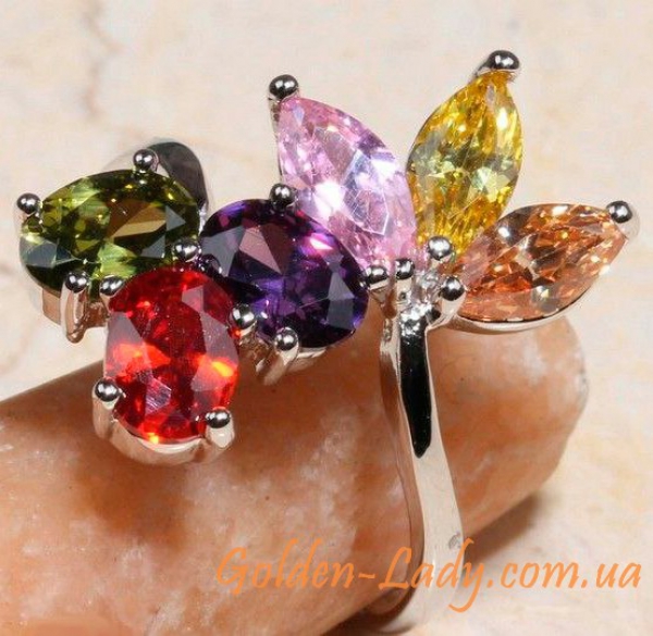 шикарное кольцо с кристаллами Сваровски (Swarovski), длинное колечко для девушки