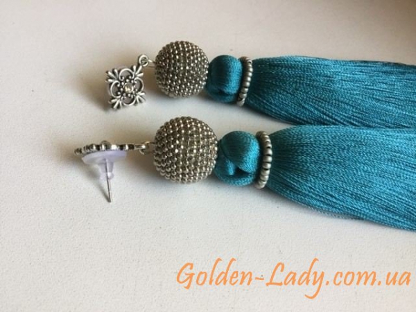 Сережки кисти "Синий индиго" Golden Lady