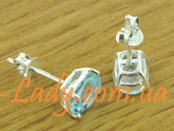 сережки серебряные с голубым топазом