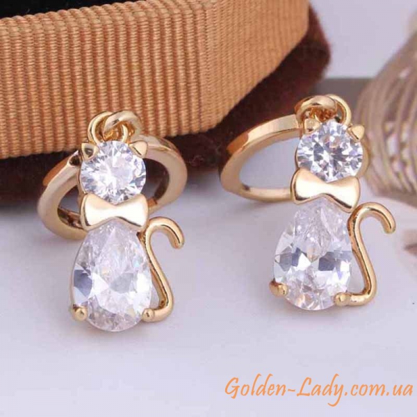 сережки у формі кішки, золото 750
