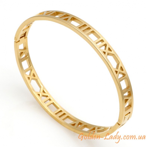 браслет cartier с римскими цифрами желтый 