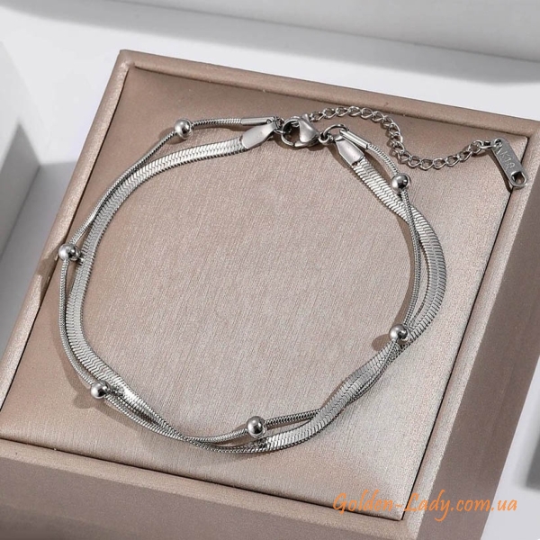Браслет на ногу "Double Silver 2"