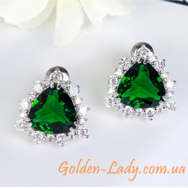 сережки с изумрудом 