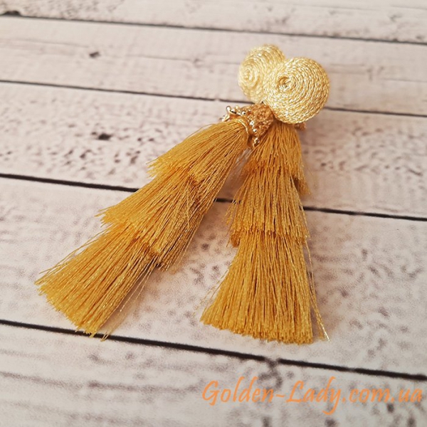 Жовті сережки кисті Golden Lady 