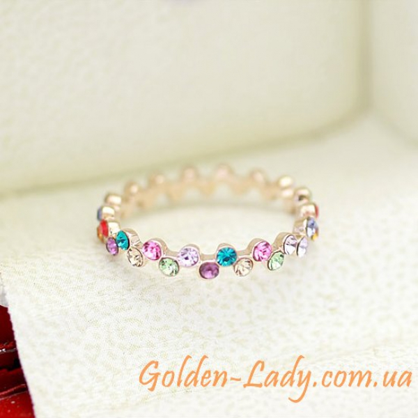 Тонке кільце з кристалами Swarovski
