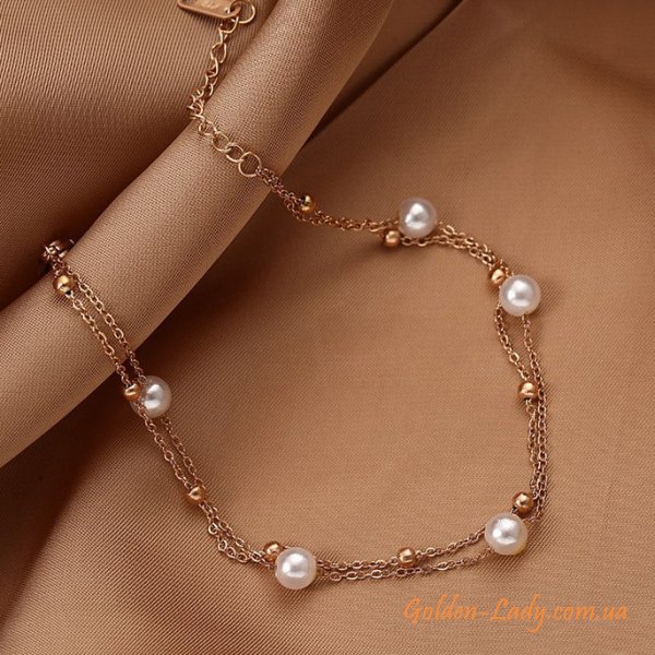 Браслет на ногу "Chrystal Pearl"