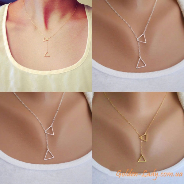 Кулон "Double Triangle" з двома трикутниками, 2 кольори 