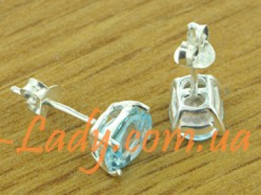 сережки серебряные с голубым топазом