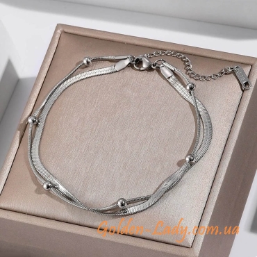 Браслет на ногу "Double Silver 2"