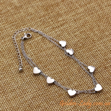 Браслет на ногу "Silver Hearts"