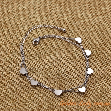 Браслет на ногу "Silver Hearts"